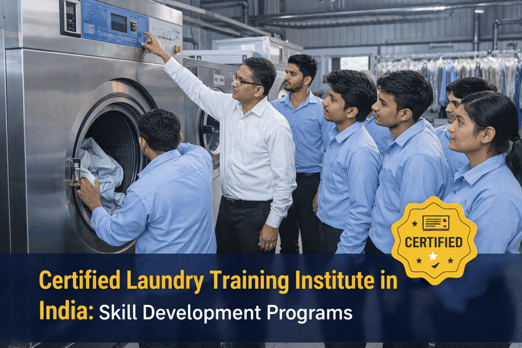 Certified laundry training institute in India providing practical dry cleaning and laundry business training with industrial machines
