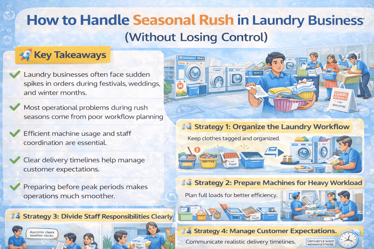 How to manage rush season in laundry business with workflow and staff coordination tips