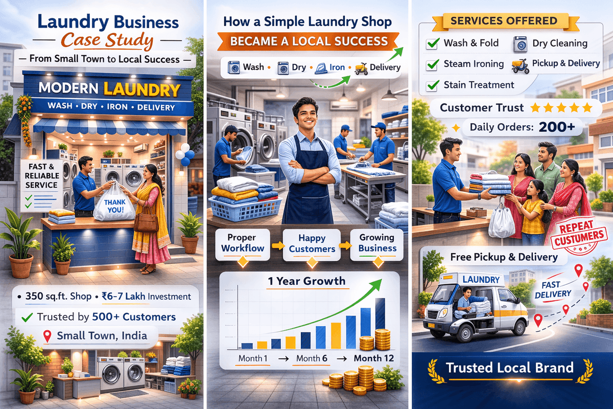 Laundry business case study showing how a small town laundry shop became successful